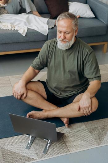 man doing some morning breathing